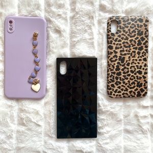 Lot of 3 iPhone XS Max Cases – Pastel Purple, Cheetah, Diamond textured